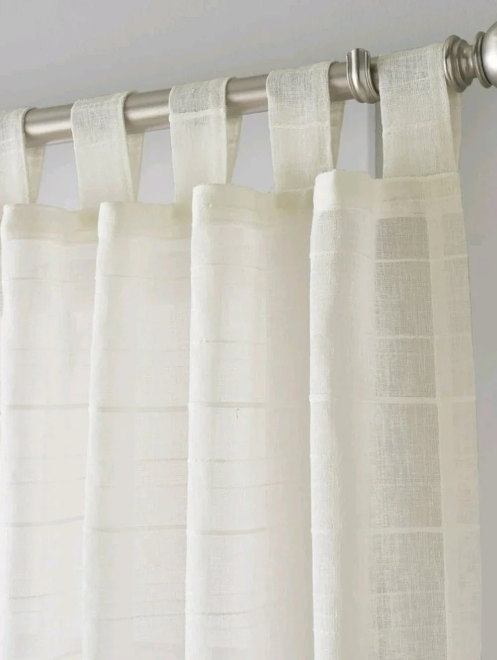 Mainstays Woven Stripe Sheer Tab Top Curtain, Single Panel, Beige, 50